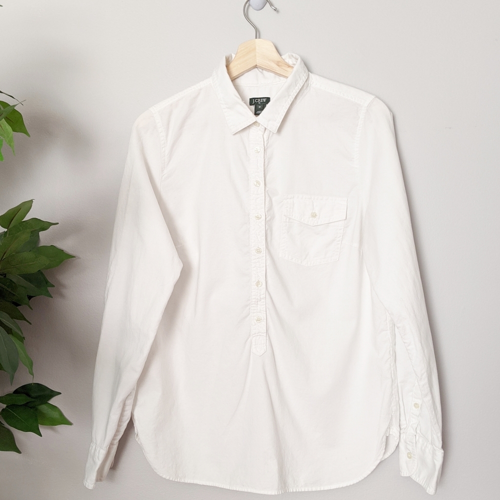 Jcrew white half button up